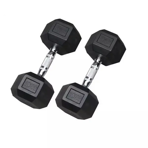 Factory Direct Sale Fitness Equipment Muscle Building Free Weights Rubber Hex Dumbbells