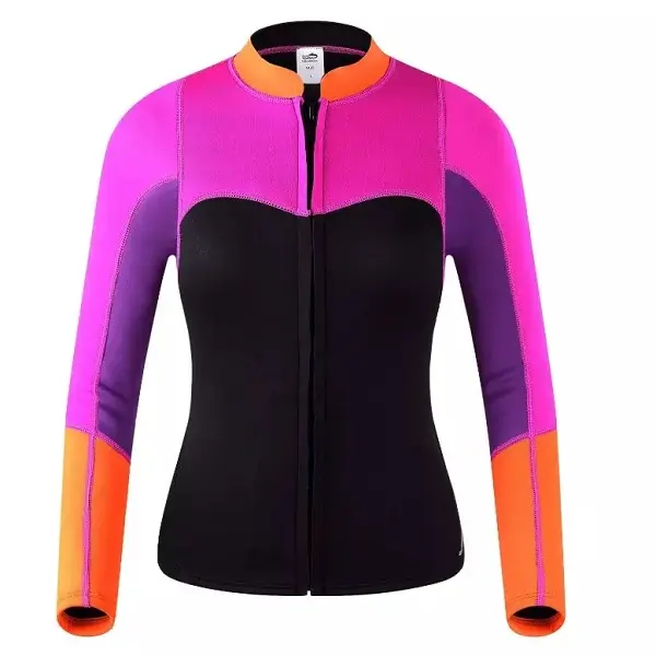 Womens 2mm Neoprene Long Sleeve Jacket Front Zipper Wetsuit Top