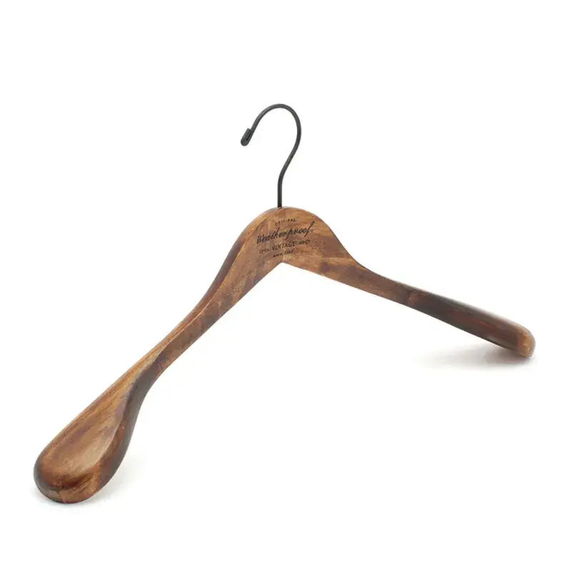 Custom Set Antique Dark Wooden Suit Clothes Hangers with Matt Black Hook