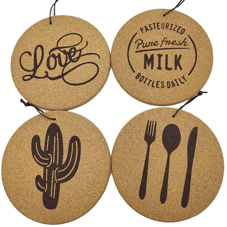 Explosive new heat insulation mat Nordic simple kitchen anti-scald plate mat can hang round cork coasters Featured Image