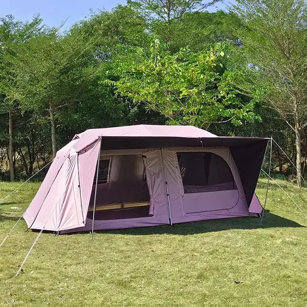 New arrival glamping large space 2 rooms for 8 10 12 persons with big rainfly waterproof camping tent