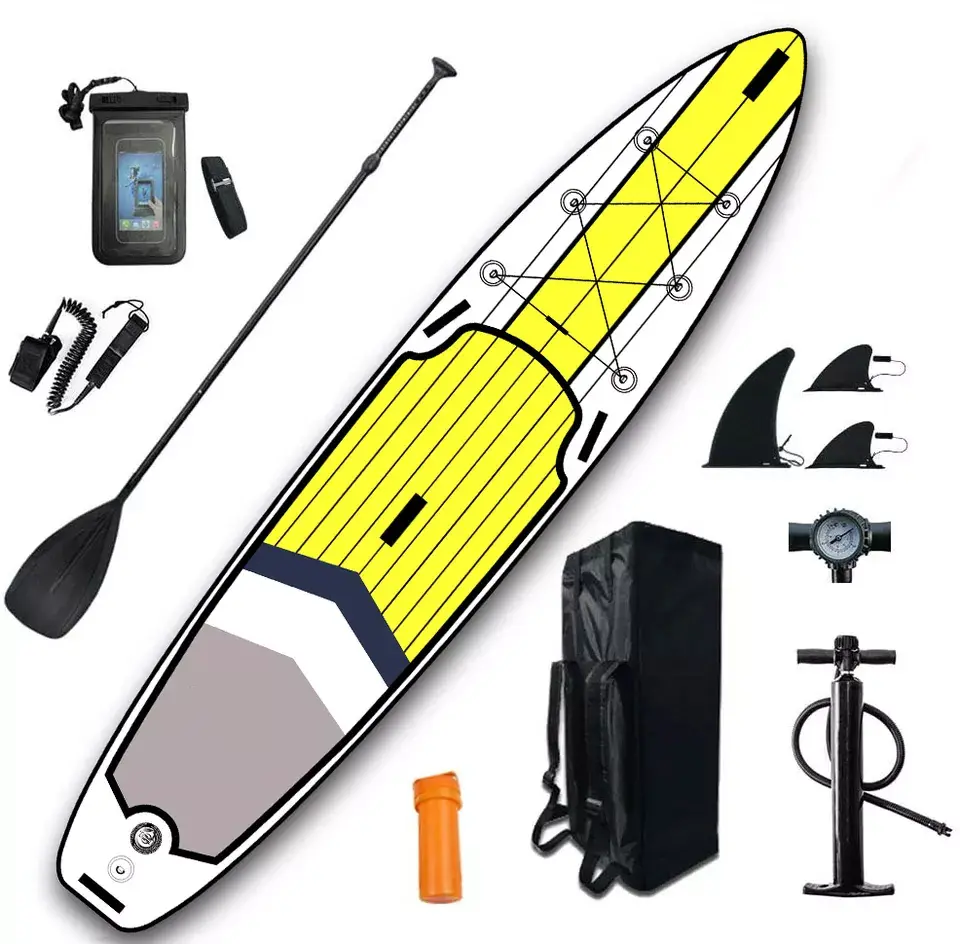 Standard set of inflatable surfboards for water sports