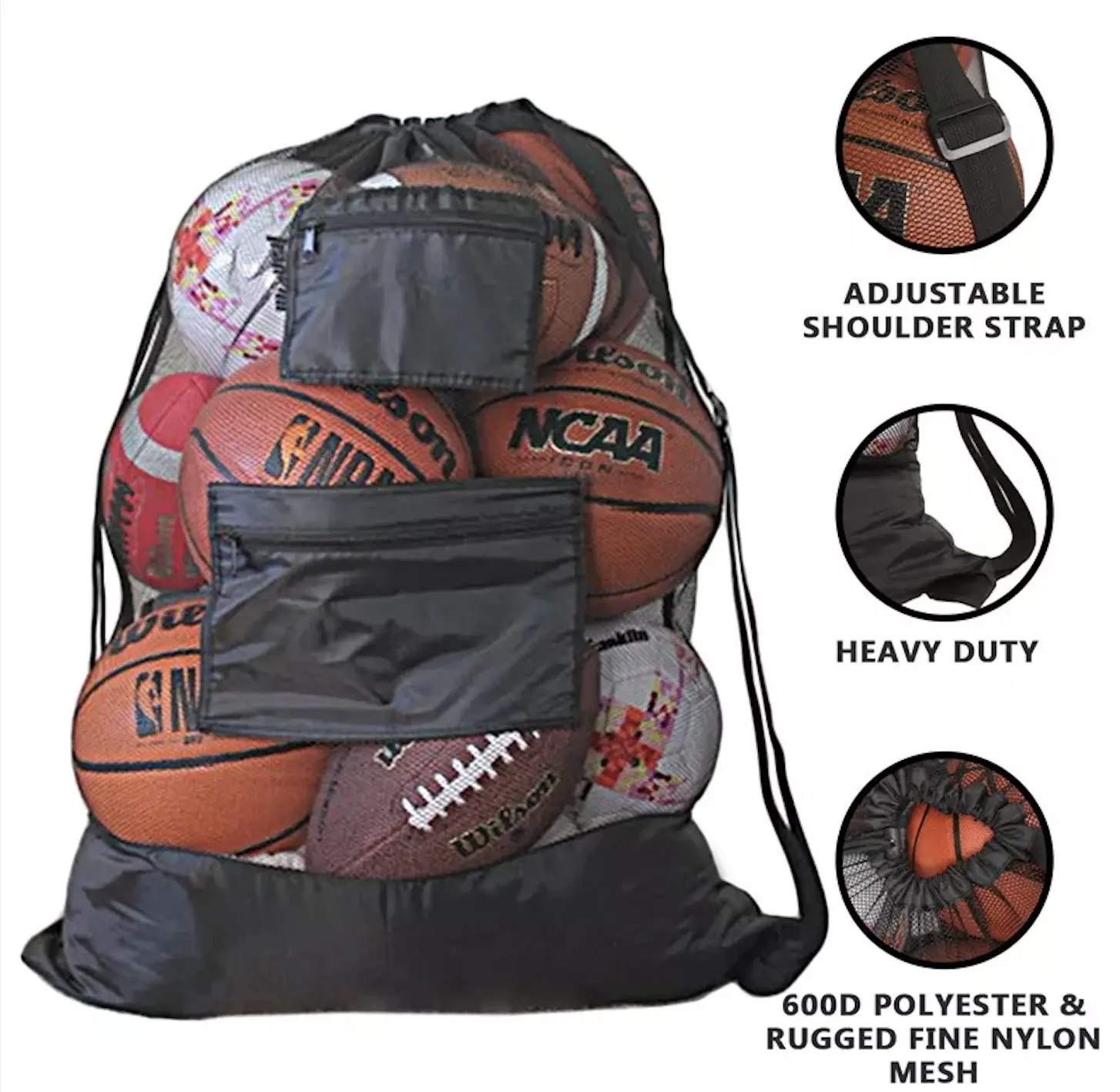 Amazon Hot Sale Drawstring Basketball Bag Extra Large Soccer Ball Bag with Adjustable Shoulder Strap Gear Bag for Football