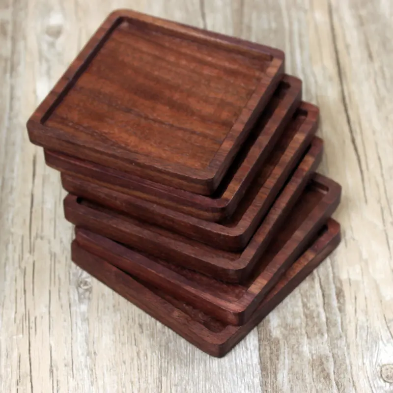 walnut coaster square round tea coaster wooden insulated mat dining table mat wooden placemat tea coaster