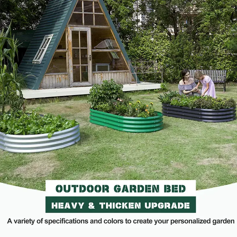 Galvanized Raised Bed Kit Galvanized Planter Raised Boxes Outdoor Oval Large Metal Raised Garden Beds Vegetables