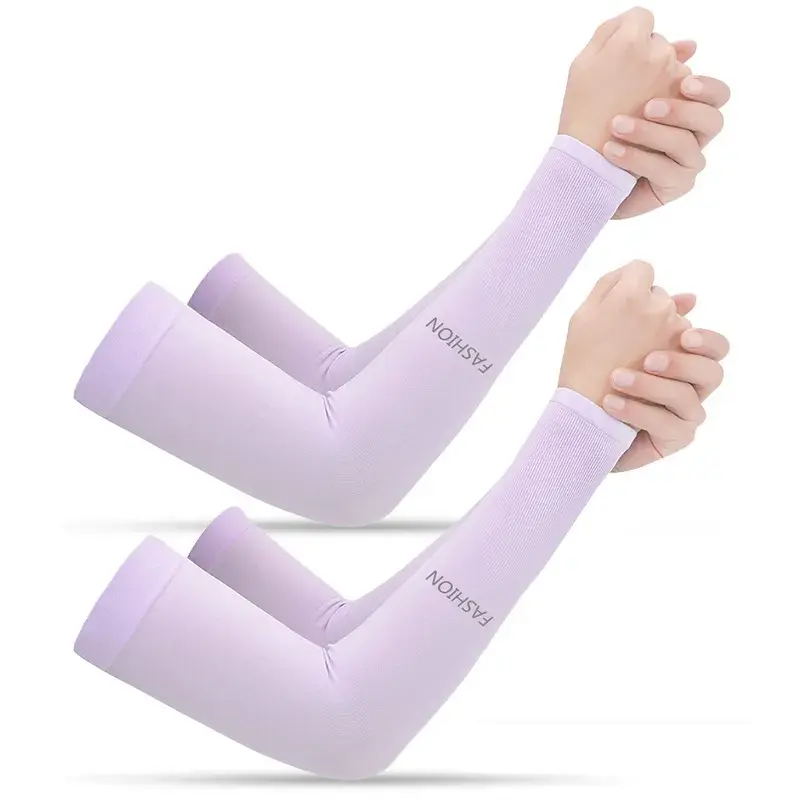 Summer Outdoor Sports Sun Protection and Anti-ultraviolet Pure Color Ice Silk Sleeves Fingerless and Finger sleeves