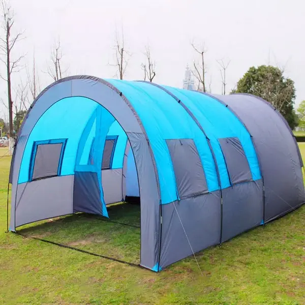 Family tunnel tent castle camping tent large area outdoor wind resistant sleeping bed 8 person tunnel tent Featured Image