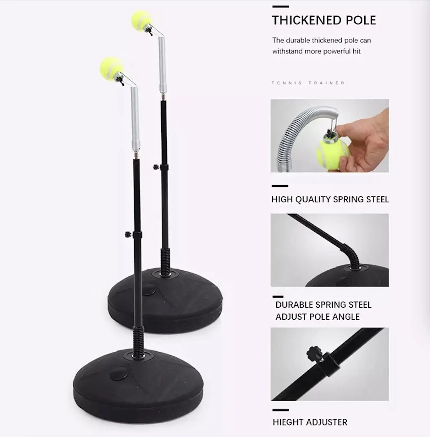[Copy] Portable Solo Tennis Trainer Professional Rebound Ball Tennis Practice Tool Water-filled Steel Durable Tennis Training Equipment