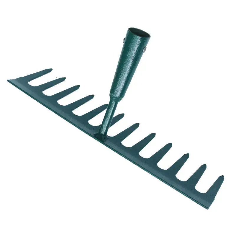 High Tech Garden Rake Types 12 Teeth Durable Carbon Steel Head Garden Tools Metal Rake Featured Image