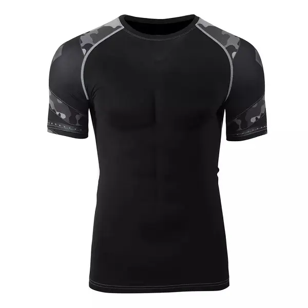 Men Rash Guard Short Sleeve Shirt Base Layer Bjj Rash Guard for Men Swim Shirts Compression Rashguard
