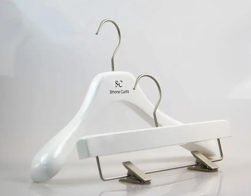 luxury wholesale white female wooden clothes hanger with custom LOGO