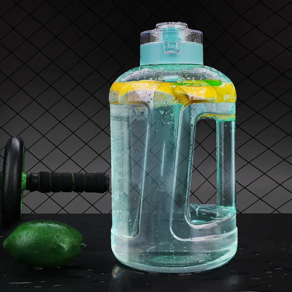 Summer new gallon fitness pot plastic sports large bucket ton ton pot 1500ml with graduated outdoor kettle