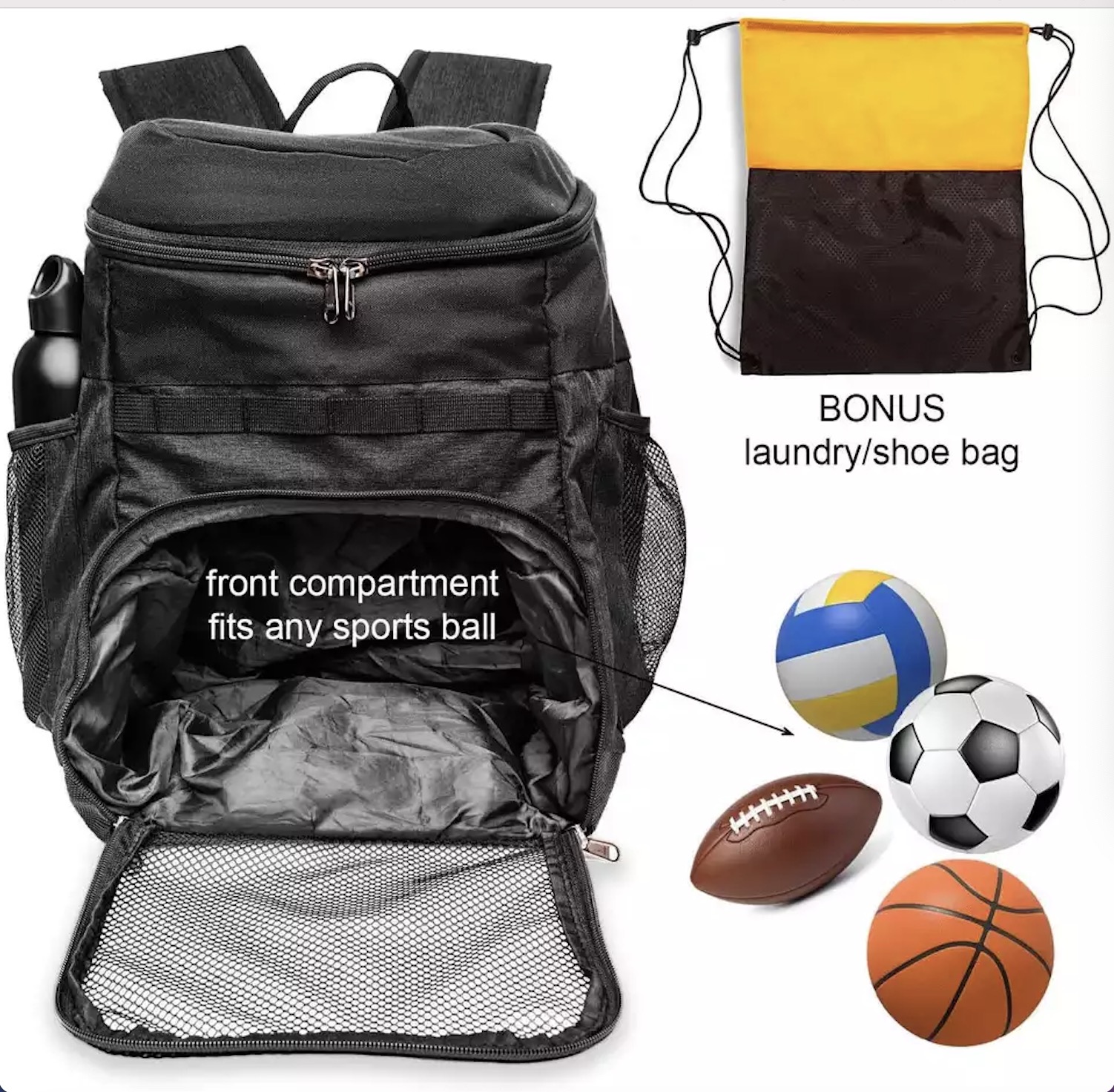 Basketball Backpack With Ball Compartment Sports Bag For Soccer Ball Gym,Outdoor,Travel