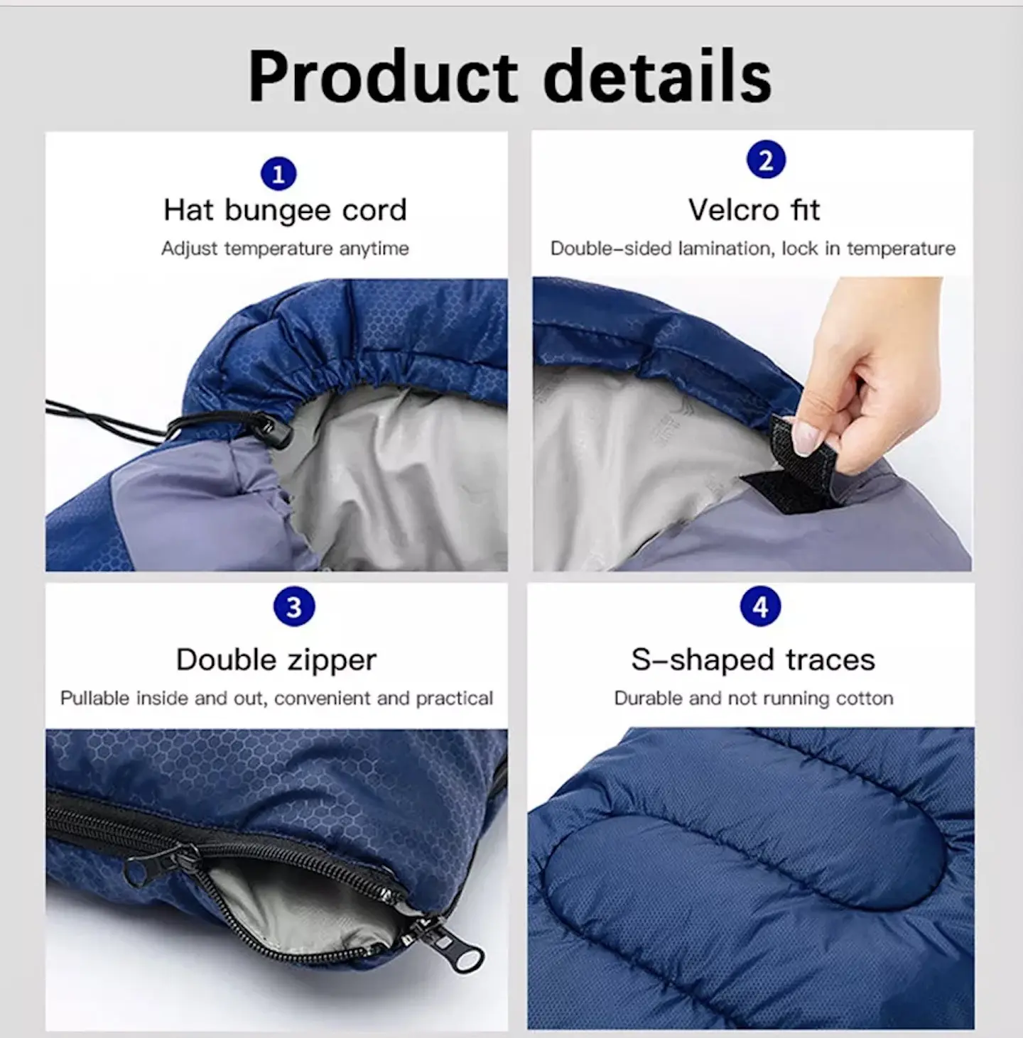 2022 Amazon Hot Sale Outdoor Skin Friendly Cotton Material Cold Proof Lightweight Sleeping Bag Great For Hiking Camping