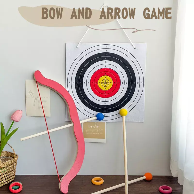 Hunting Children Funny Shooting Archery Sport Kids Outdoor Game Eye Coordination Training Wood Bow And Arrow Set with target