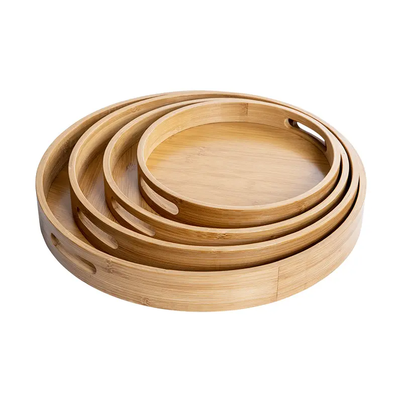 Bamboo tray custom creative Japanese style baking binaural portable round tea tray