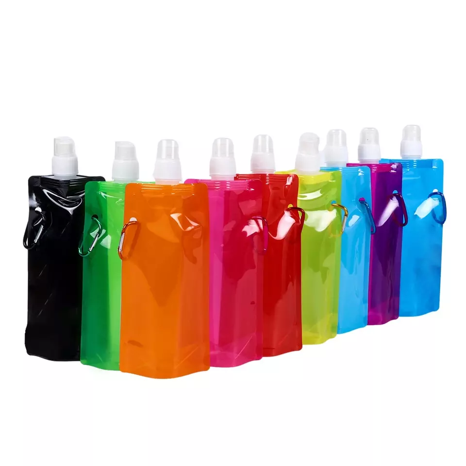 Foldable 480ml plastic drinking water folding water bottle Featured Image