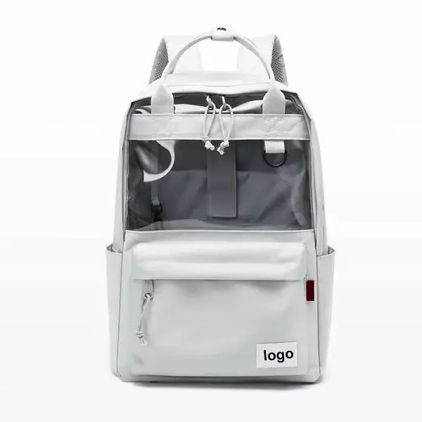 custom clear pvc backpack for women girls waterproof pink color transparent backpack bags with portable handle