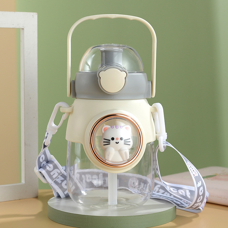 Through space capsule plastic cup food grade pc plastic large capacity girl baby water bottle for school