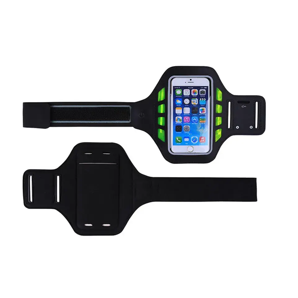 Custom Logo Unisex Wholesale Sport Mobile Phone Bag Safety Reflective Armband Led Sports Running Mobile Armband