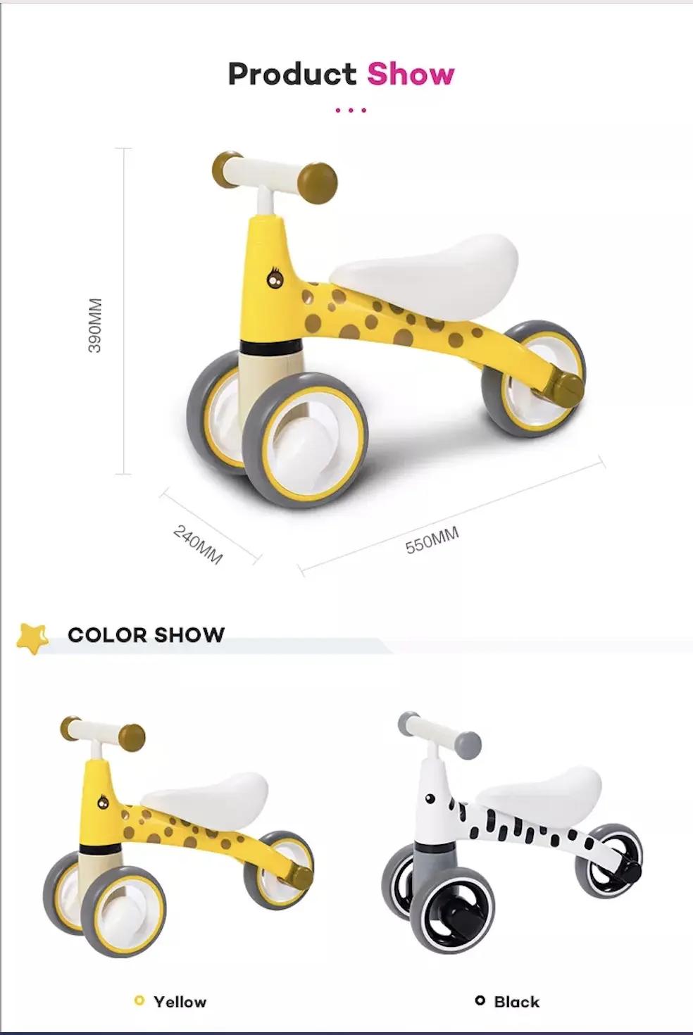 Baby walker children’s three wheel balance bike no pedal toddler bicycle for kids