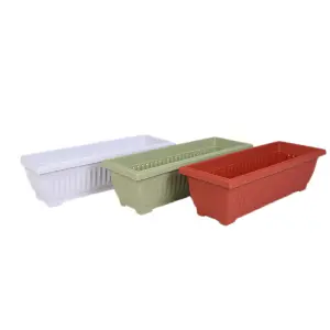 Balcony outdoor rectangular plastic flower pot Base vegetable pot Flower strawberry green leafy vegetable long strip pot Hohlen pot