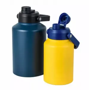 Small mouth thermos cup portable handle bamboo lid water cup