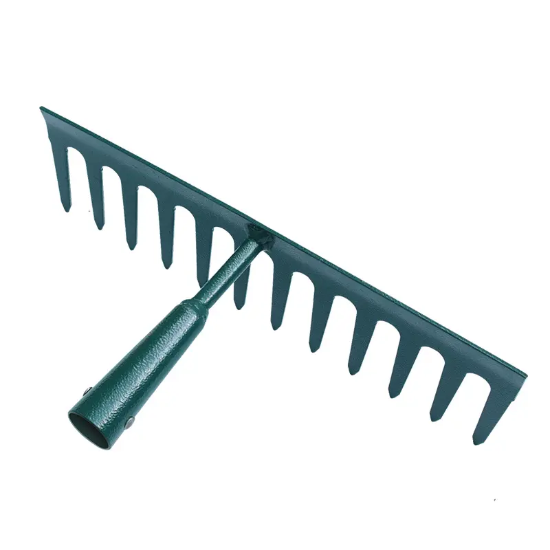 High Tech Garden Rake Types 12 Teeth Durable Carbon Steel Head Garden Tools Metal Rake