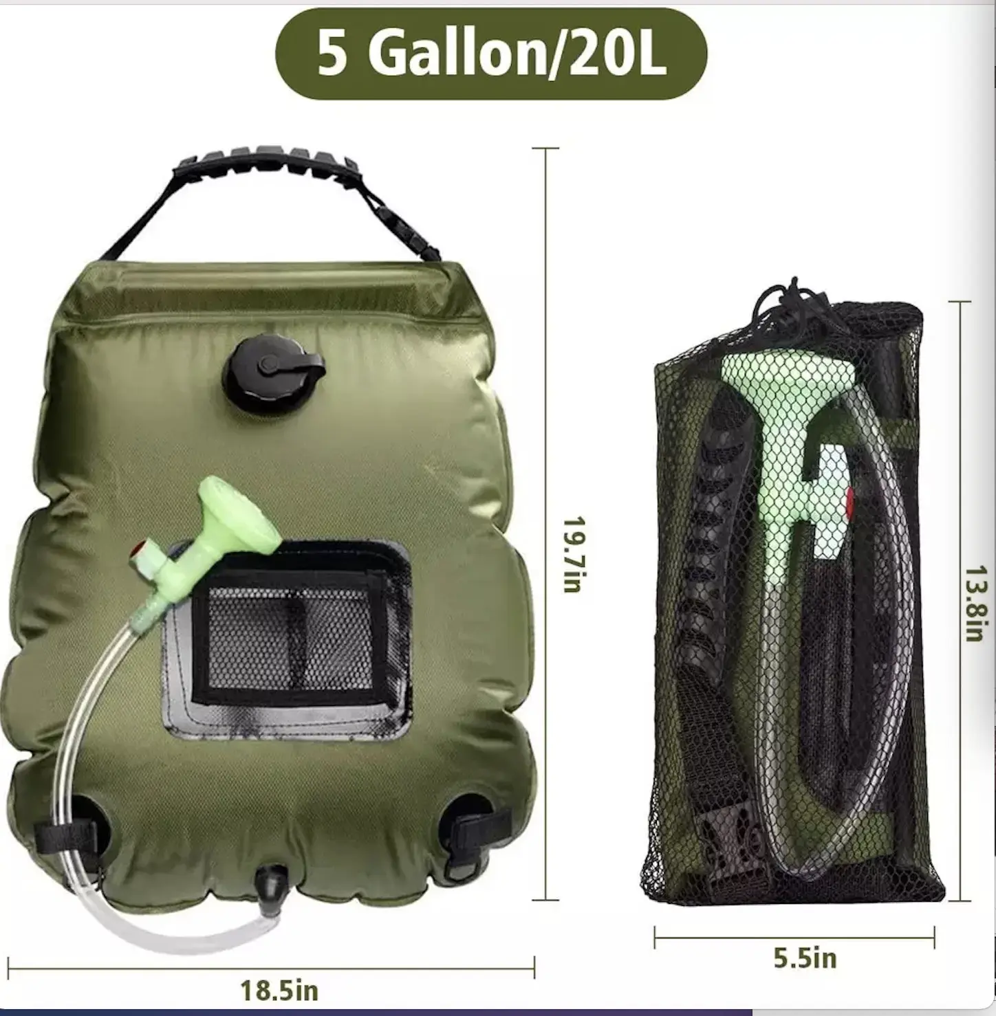 Factory OEM 20L outdoor PVC Hiking travelling Beach portable pool camping solar bath shower heating water bag