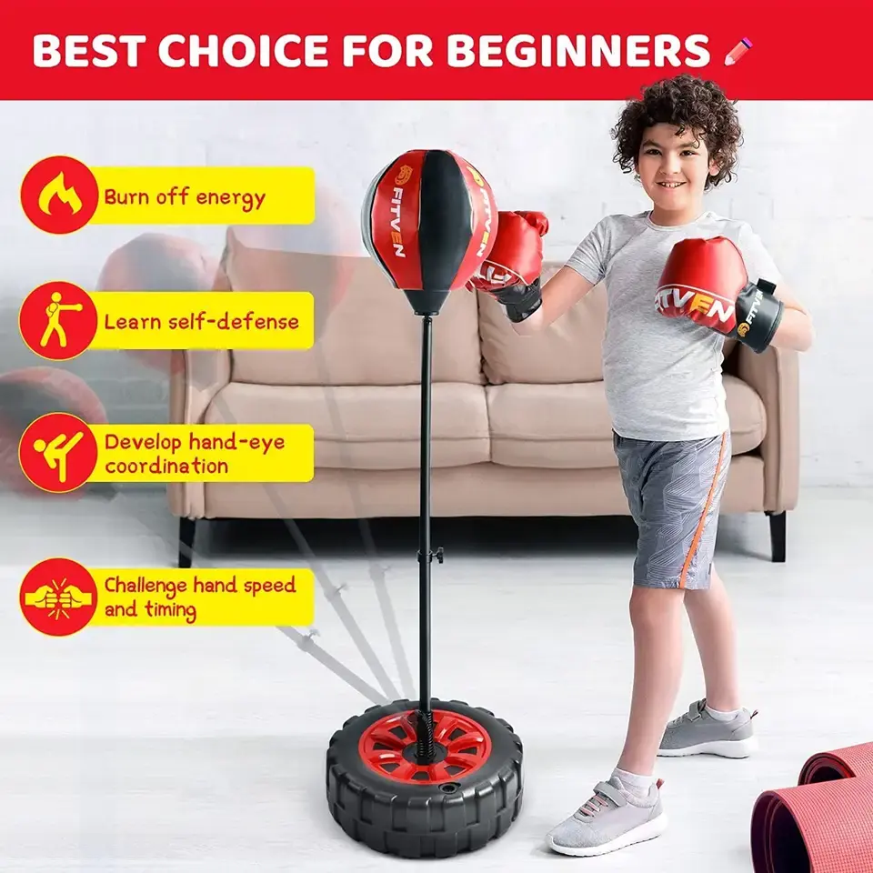 Adjustable punch bag for kids boxing set