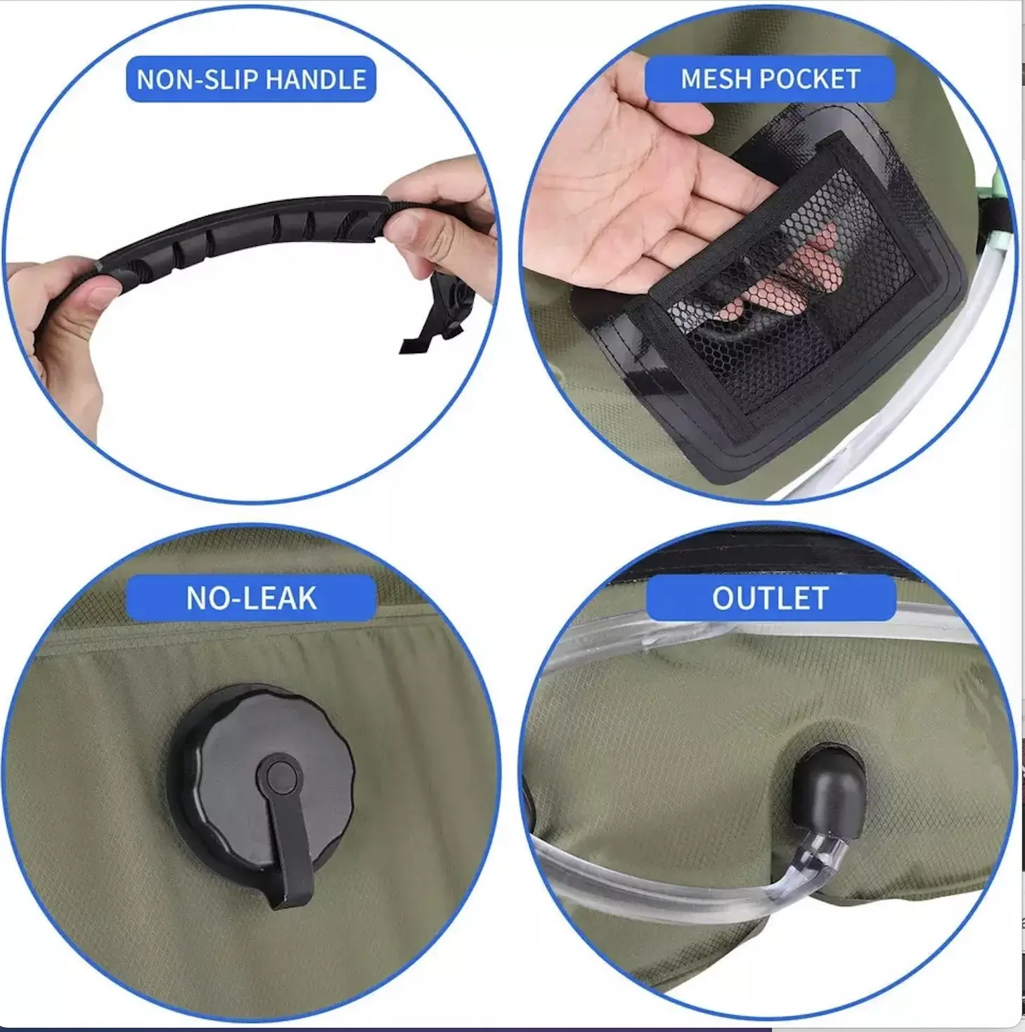 Factory OEM 20L outdoor PVC Hiking travelling Beach portable pool camping solar bath shower heating water bag