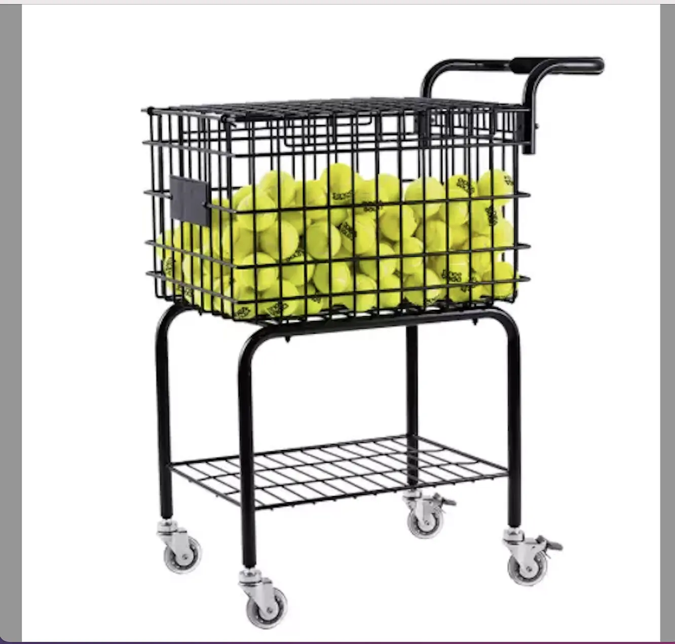 Large Capacity Tennis Cart 2 Layers Portable Tennis Basket With Wheels