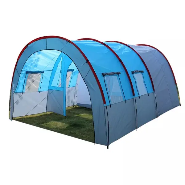 Family tunnel tent castle camping tent large area outdoor wind resistant sleeping bed 8 person tunnel tent