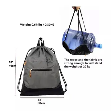Sport Drawstring Backpack with shoe pocket Portable running bags with earphone hole for Sport Traveling Hiking