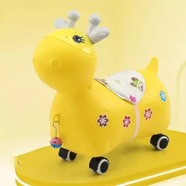 There are lights and music, you can sit, ride, and pull the deer children’s scooter