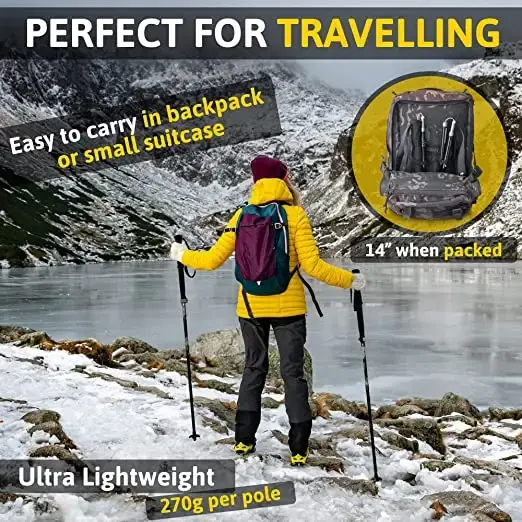  Walking Trekking Poles 7075Aluminum Lightweight Ultra Portable Hiking Sticks for Trekking