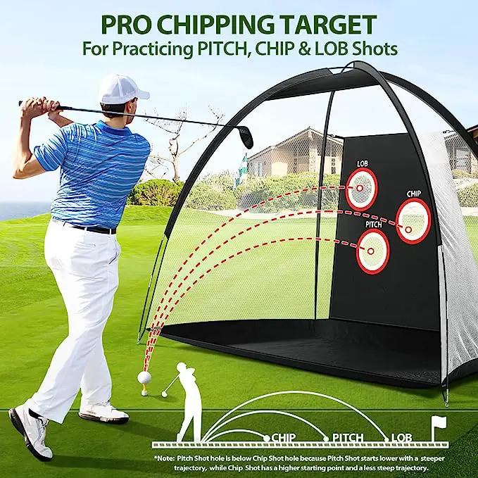 10×7 Feet Golf Practice Mesh with Triple Turf Golf Mat, Professional Cutting Targets