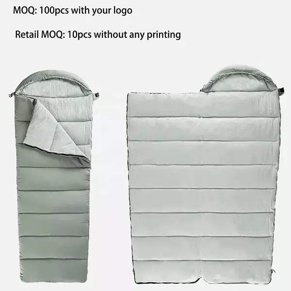 Retail warm outdoor sleeping bag camping winter sleeping bag in envelope design with hoody blanket sleeping bag