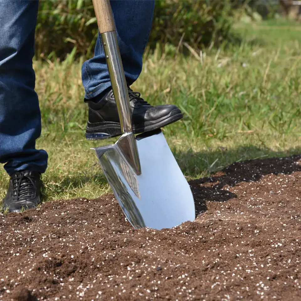 Outdoor Floral Garden Tools Wholesale ASH Wood Y Handle Stainless Steel Tree Digging Shovel Spade