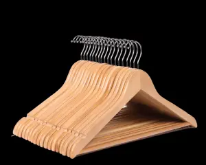 Wood Suit Hangers for Clothes Premium Quality Wooden Coat Hangers with logo Strong and Durable Suit Hangers Natural