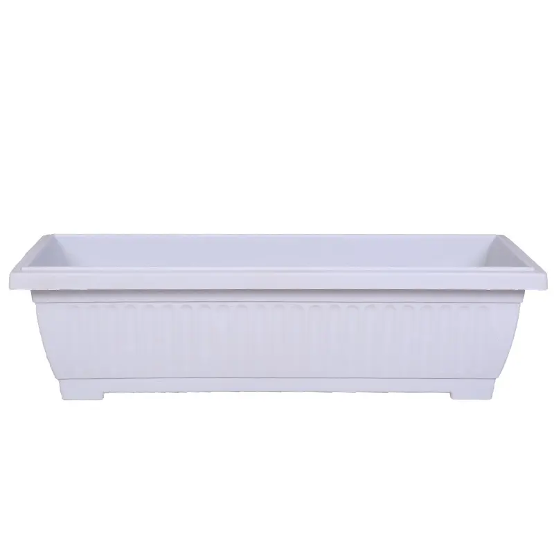 Balcony outdoor rectangular plastic flower pot Base vegetable pot Flower strawberry green leafy vegetable long strip pot Hohlen pot