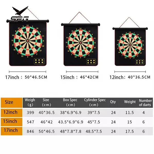 SPG Indoor Sports 12/15/17/Inch Children Hanging Magnet Dart Board Safety Magnetic Dart Boards Set
