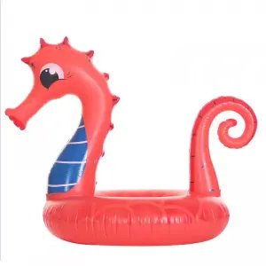 Large size swimming ring water float bed recliner inflatable seahorse mounted floating row