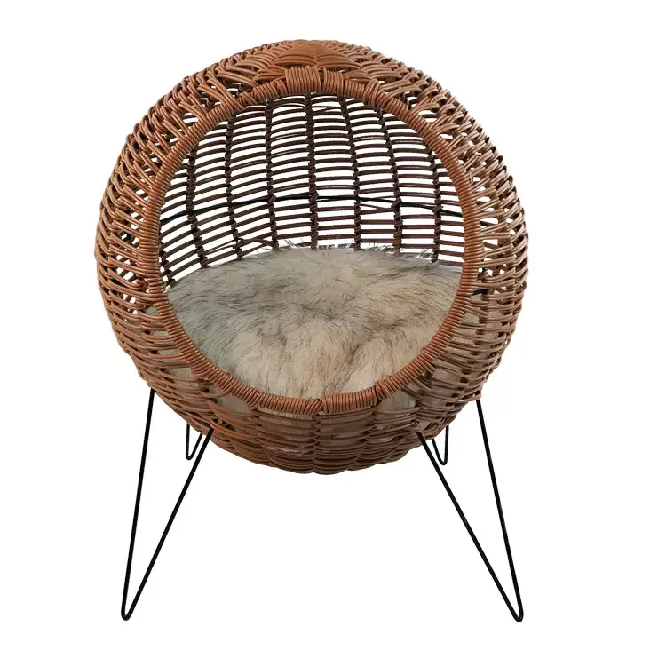 Cozy indoor wicker plastic rattan cat pet house