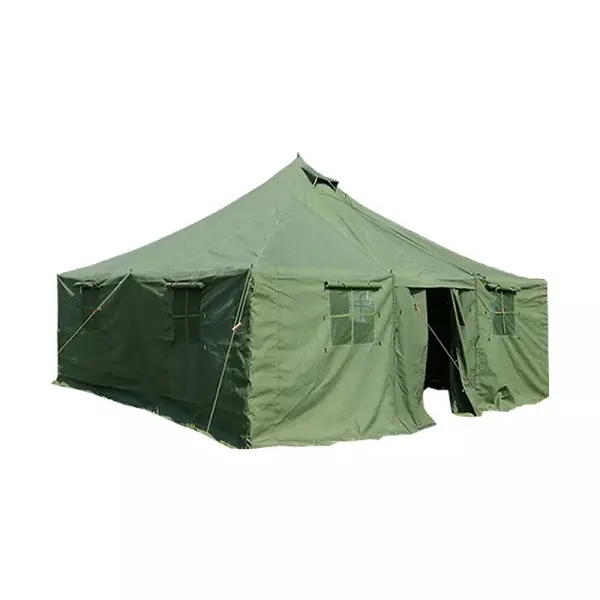 QX factory custom 10-50 man green tent waterproof winter camping outdoor canvas tent Featured Image