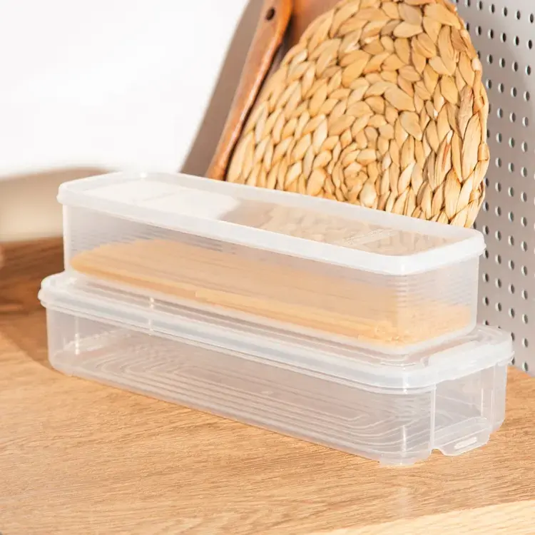 Kitchen Pantry Plastic PP Eggs Fruits Seal Snacks Organizer Spaghetti Storage Box Noodles Food Pasta Storage Container Featured Image