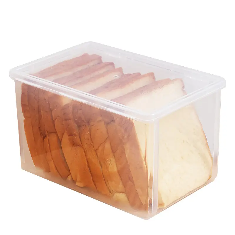 Household crisper box, transparent plastic toast bread storage box for food grade refrigerator, kitchen refrigerator storage box Featured Image