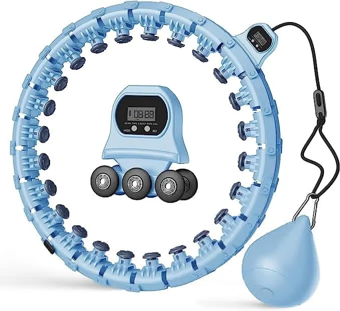 Weighted Infinity Smart Hula Hoop, 24 Removable Knotty Hula Strap Counters, 2-in-1 Abdominal Fitness Information Device