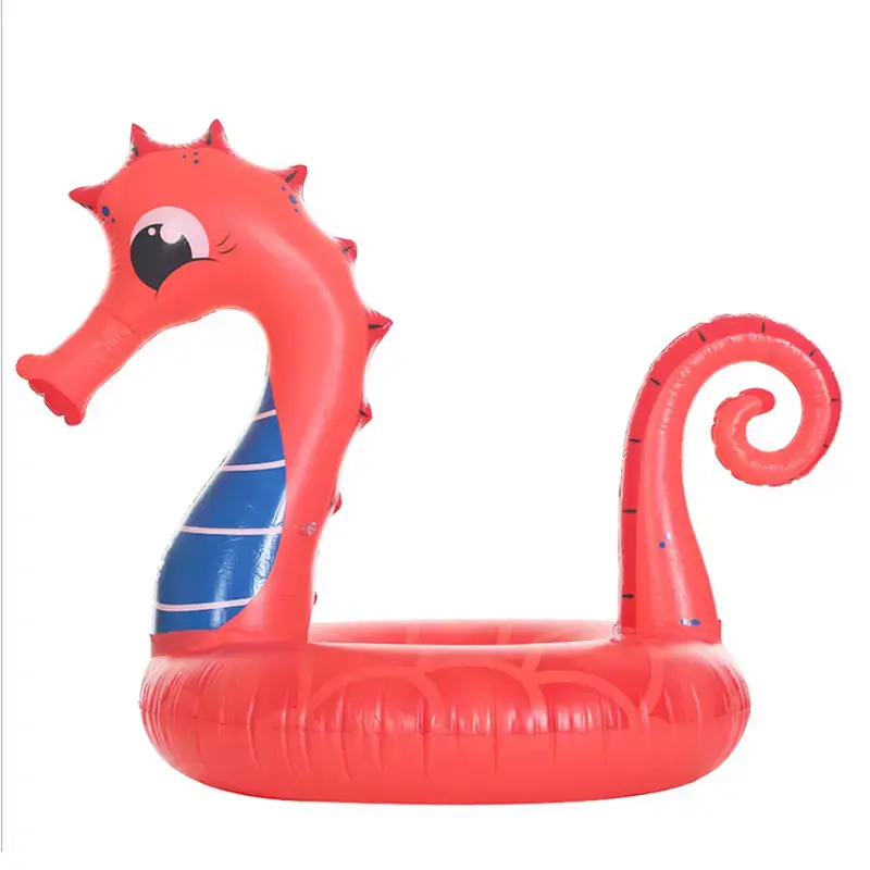 Large size swimming ring water float bed recliner inflatable seahorse mounted floating row