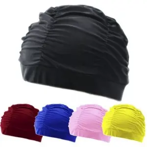 High Stretch Swimming Cap Men’s Women’s Free Size Solid Color Flower Print Long Hair Sports Swimming Cap Nylon Bandana